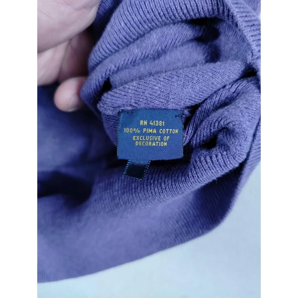 Polo Ralph Lauren Sweater Mens 2XL Purple‎ Pima Cotton V Neck Pullover Knit Pony